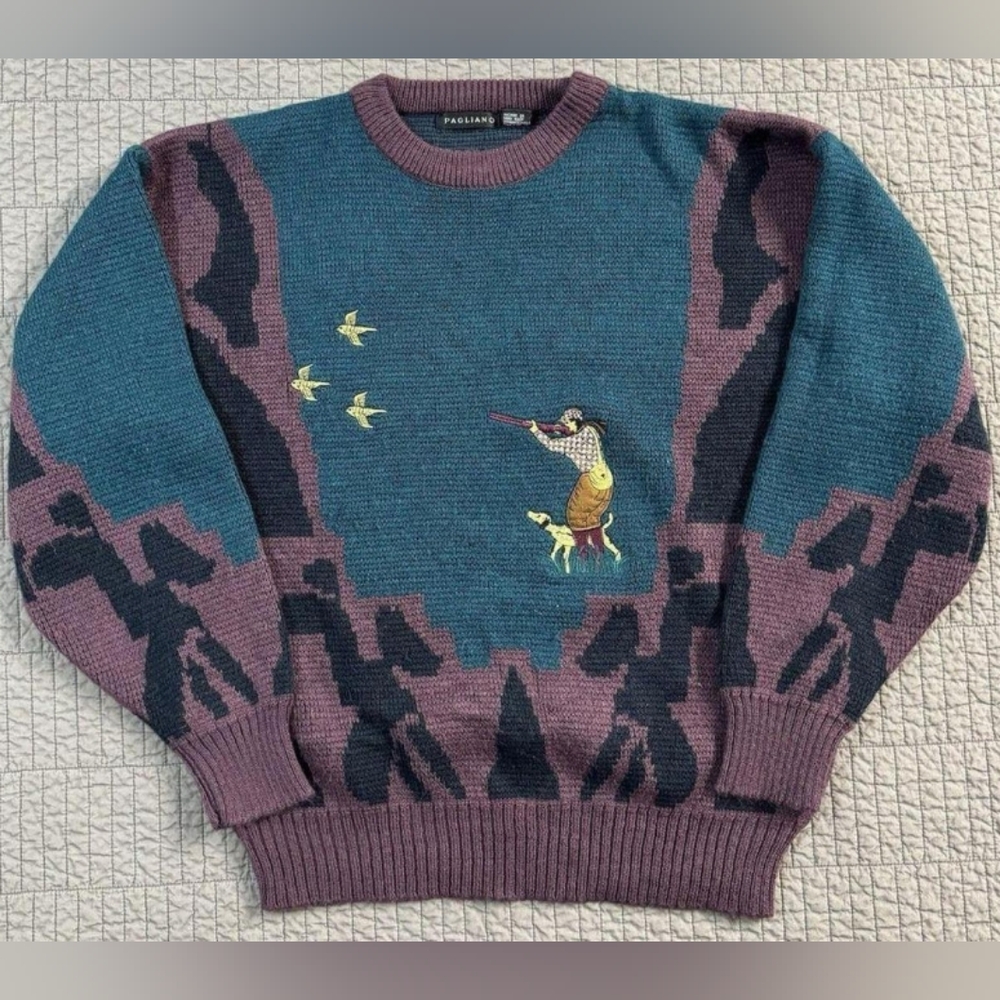 Men's Blue and Purple Sweater